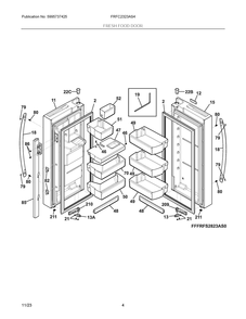 Fresh Food Door Diagram and Parts List for FRFC2323AS4  Frigidaire Refrigerator