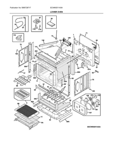 Lower Oven Diagram and Parts List for ECWM3011ASA  Frigidaire Microwave Oven Combo