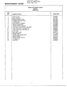Room Air Conditioner Page 2 Diagram and Parts List for 5127A  Frigidaire Air Conditioner