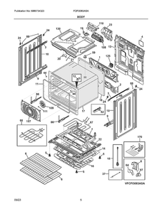 Body Diagram and Parts List for FCFI3083ASA  Electrolux Range