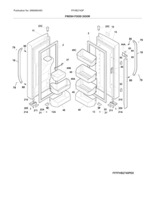 Fresh Food Door Diagram and Parts List for FFHB2740PPDA  Frigidaire Refrigerator