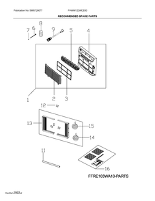 Spares Diagram and Parts List for FHWW122WCE00  Electrolux Air Conditioner