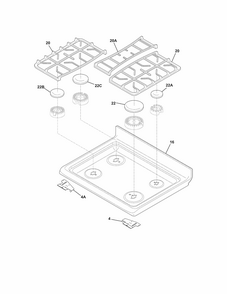 Main Top Diagram and Parts List for 79078013002  Kenmore Range