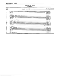 Washer Page 2 Diagram and Parts List for 6207B  Frigidaire Washer