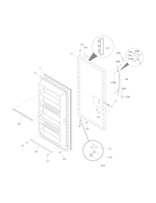 Door Diagram and Parts List for 25328782805  Kenmore Freezer