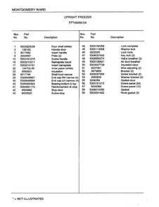 Upright Freezer Page 2 Diagram and Parts List for 49269A  Frigidaire Freezer