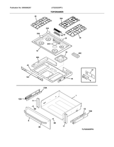 Top/drawer Diagram and Parts List for LFGS3025PFJ  Frigidaire Range