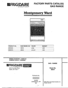 Gas Range/front Cover Diagram and Parts List for 282240A  Frigidaire Range
