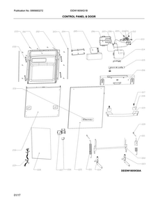 Control Panel & Door Diagram and Parts List for EIDW1805KS1B  Electrolux Dishwasher