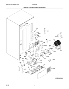 Sealed System And Mother Board Diagram and Parts List for FG2I2034NR  Frigidaire Refrigerator
