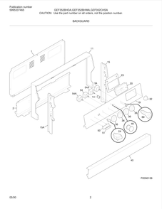 Backguard Diagram and Parts List for GEF352CHSA  Frigidaire Range