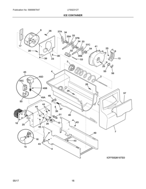 09 - ICE CONTAINER Diagram and Parts List for LFSS2312TF0  Frigidaire Refrigerator
