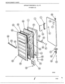 Upright Freezer 21 Cubic Feet Diagram and Parts List for 49651-0C  Frigidaire Freezer