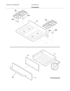 Top/drawer Diagram and Parts List for FFGF3023LSH  Frigidaire Range