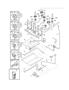 Burner Diagram and Parts List for EI30GF55GSJ  Electrolux Range