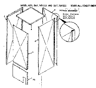 Plenum assembly Diagram and Parts List for 867769112  Frigidaire Air Conditioner
