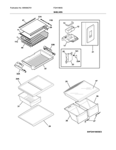 Shelves Diagram and Parts List for FGHI1865SP4  Frigidaire Refrigerator