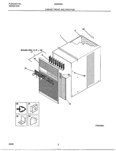 Cabinet Front And Wrapper Diagram and Parts List for 5069008A  Frigidaire Air Conditioner