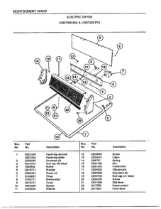 Electrical Dryer Diagram and Parts List for 7208A  Frigidaire Dryer