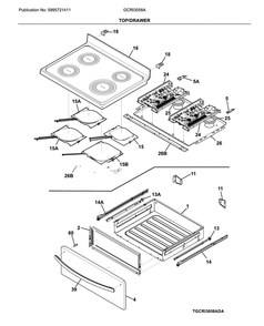 Top/Drawer Diagram and Parts List for GCRI3058ADA  Frigidaire Range