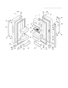 Fresh Food Doors Diagram and Parts List for FPHN2899LF5  Frigidaire Refrigerator