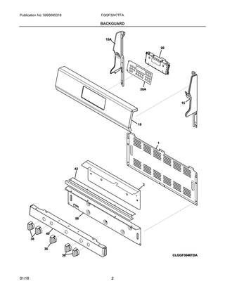 Body Diagram and Parts List for CFEF3016TSC  Frigidaire Range