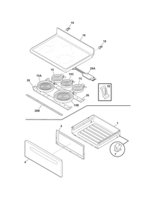 Top/drawer Diagram and Parts List for CGEF3034MWC  Frigidaire Range