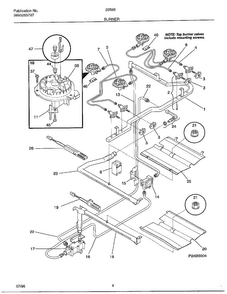 Burner Diagram and Parts List for 285860A  Frigidaire Range