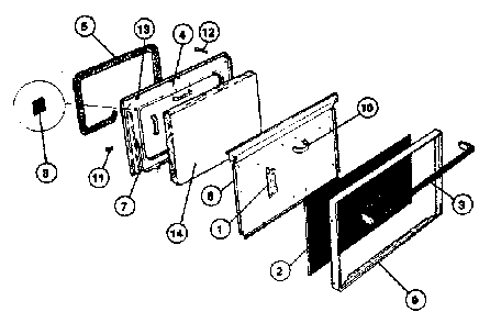 Door Diagram and Parts List for 30-3858-10 01 Tappan Range