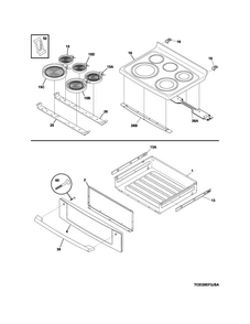 Top/drawer Diagram and Parts List for CEI30EF3JSC  Electrolux Range