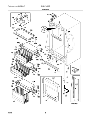 Cabinet Diagram and Parts List for EI32AF80QSE  Frigidaire Freezer