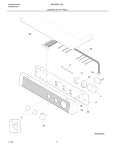 Controls/Top Panel Diagram and Parts List for FEQ221CAS2  Frigidaire Dryer