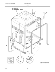 Tub Diagram and Parts List for GDPH4525AF0A  Frigidaire Dishwasher