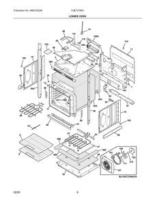 Lower Oven Diagram and Parts List for FGET2766UFC  Frigidaire Range