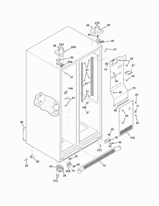 Cabinet Diagram and Parts List for FFHS2622MB8  Frigidaire Refrigerator