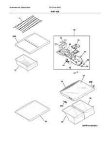 Shelves Diagram and Parts List for FPTR18D3RS3  Frigidaire Refrigerator
