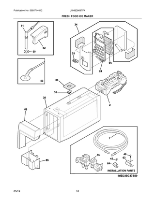 Fresh Food Ice Maker Diagram and Parts List for LGHB2869TF4  Frigidaire Refrigerator