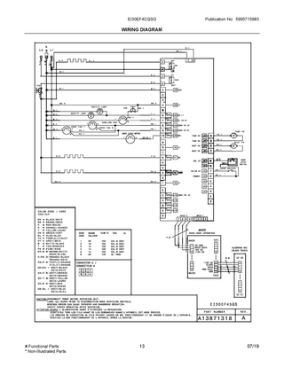 Wiring Diagram Diagram and Parts List for EI30EF4CQSG  Frigidaire Range