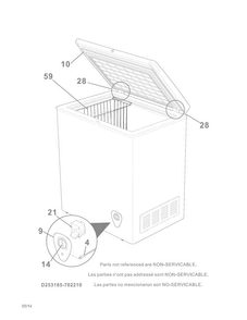 Replacement Parts Diagram and Parts List for 25312702410  Kenmore Freezer