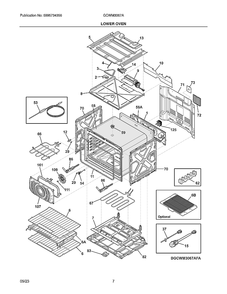 Lower Oven Diagram and Parts List for GCWM3067AFB  Frigidaire Range Hood