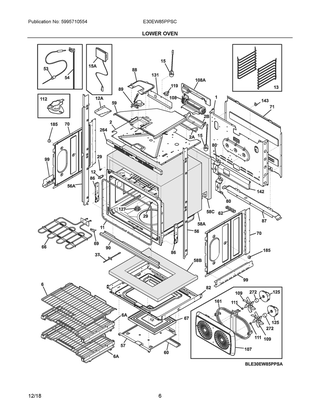 Lower Oven Diagram and Parts List for E30EW85PPSC  Frigidaire Wall Oven