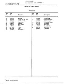 Room Air Conitioner Page 2 Diagram and Parts List for 5257B  Frigidaire Air Conditioner
