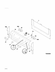 Backguard Diagram and Parts List for 7909082140A  Kenmore Range
