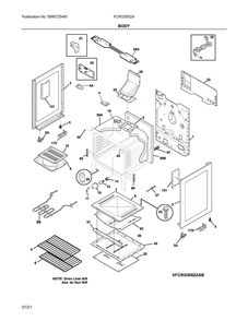 Body Diagram and Parts List for FCRG3052ABC  Frigidaire Range
