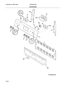 Backguard Diagram and Parts List for FCRE305CASA  Frigidaire Range