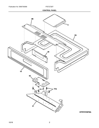 Control Panel Diagram and Parts List for FFET2726TWB  Frigidaire Wall Oven