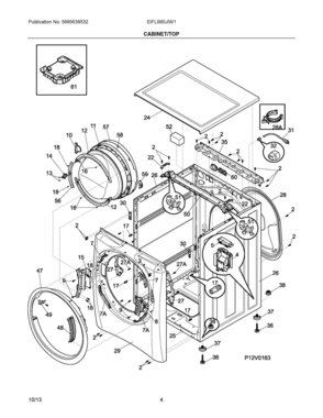 03 - CABINET/TOP Diagram and Parts List for EIFLS60JIW1  Frigidaire Washer