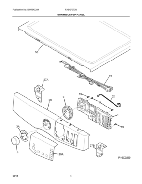 04 - CONTROLS/TOP PANEL Diagram and Parts List for FASG7073NA3  Frigidaire Dryer
