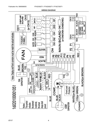 Wiring Diagram Diagram and Parts List for FFAD7000T1  Frigidaire Dehumidifier