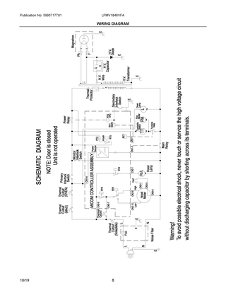 Wiring Diagram Diagram and Parts List for LFMV1846VFA  Frigidaire Microwave